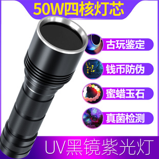 365nm紫光灯鉴定专用验钞烟酒防伪照玉石翡翠伍德氏紫外线手电筒