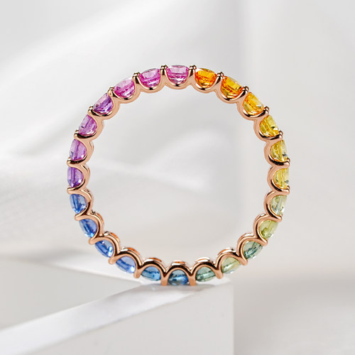 18K金天然蓝宝石排戒宝创集