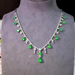 宝创集18K金约6.40克拉天然祖母绿钻石项链真钻晚宴百搭气质