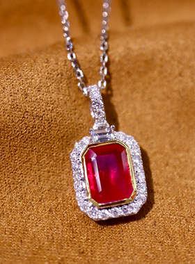 宝创集18K金1.05克拉天然红宝石鸽血红吊坠真金真钻带CGRL大证