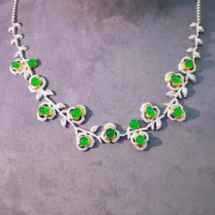 宝创集18K金约7.4克拉天然祖母绿钻石项链真钻晚宴百搭气质设计