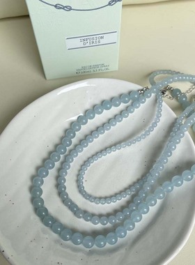夏日清爽水蓝手工串珠项链