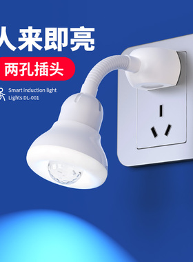 智能人体感应灯过道楼梯走廊卫生间自动亮灯220v插电式感应小夜灯