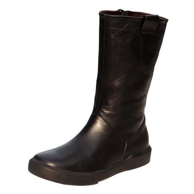 中长筒单鞋牛皮机车大码手工女靴