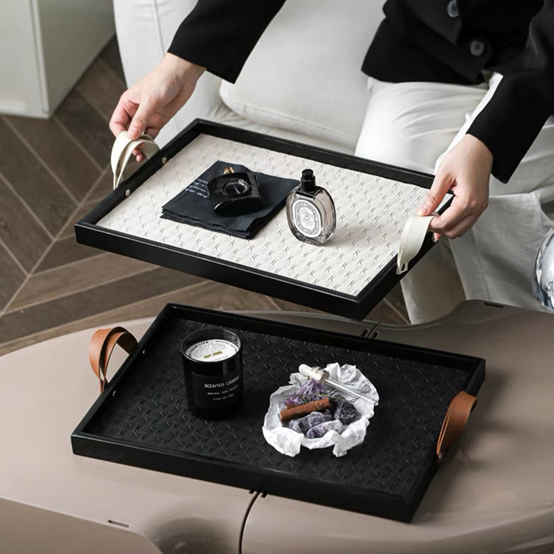 高级感轻奢皮革玄关钥匙收纳盒首饰化妆护肤品酒店香薰茶整理托盘,收纳整理,桌面收纳盒,淘宝优惠券,粉丝福利购,淘宝优惠卷