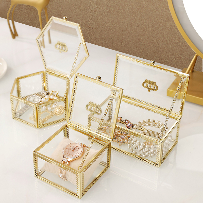 玻璃手表首饰盒小奢华耳钉收纳盒