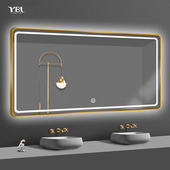 智能浴室镜带框防雾卫生间镜子挂墙式 触摸屏led灯镜洗手间卫浴镜