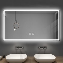 智能浴室镜带灯挂墙卫生间洗漱台触摸屏边框镜子壁挂定制led金色