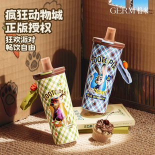 GERM格米疯狂动物城联名朱迪尼克保温杯2025新款 吸管水杯子礼物