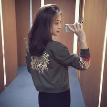 休闲潮 女装 外套夹克衫 刺绣棒球服薄款 修身 欧洲站2019春秋韩版 短款