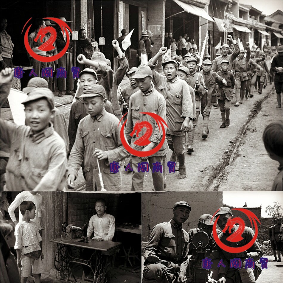 中国抗日战争时期陕西红军旧照片老照片高清图片素材36-37年a126