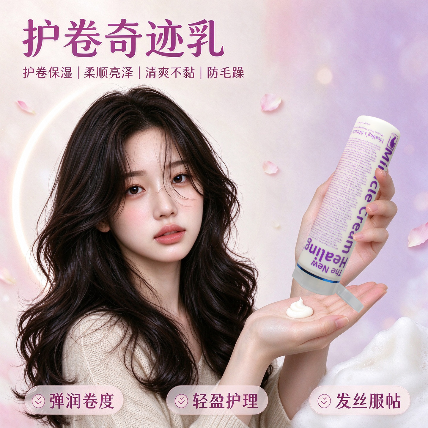 韩国头发弹力素蛋白卷发护卷保湿定型湿发造型神器湿感发乳精华素