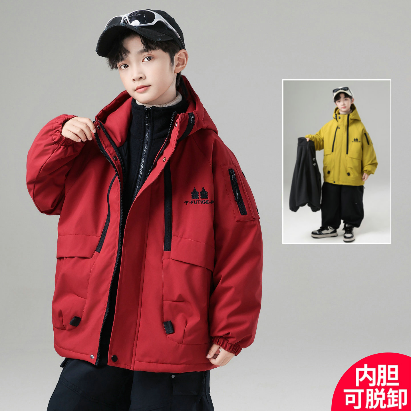 男童冲锋衣新款儿童加绒加厚外套