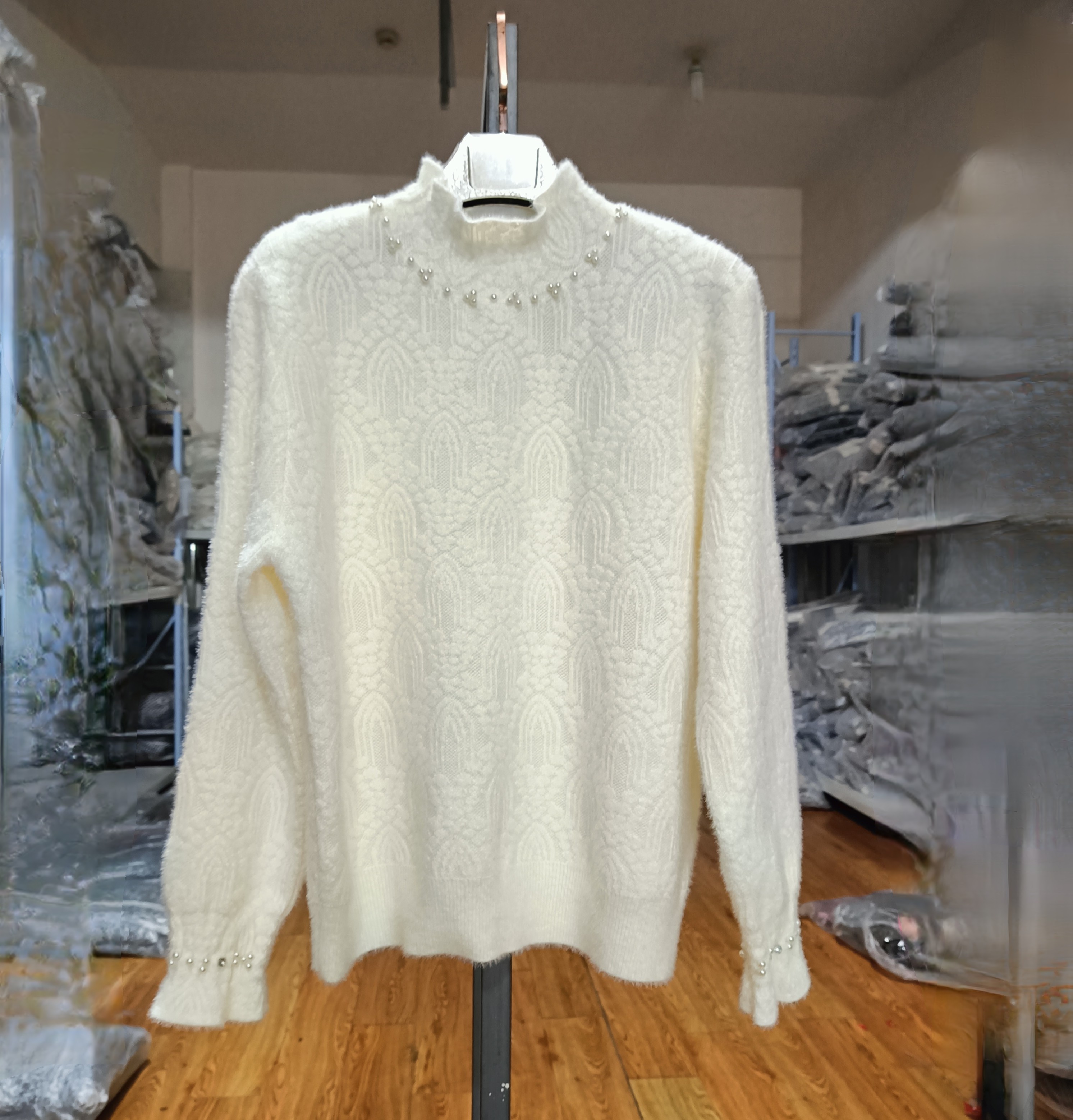 超好看法式提花钉珠木耳半高领毛衣女加厚打底外穿针织衫内搭上衣,女装/女士精品,毛衣,淘宝优惠券,粉丝福利购,淘宝优惠卷