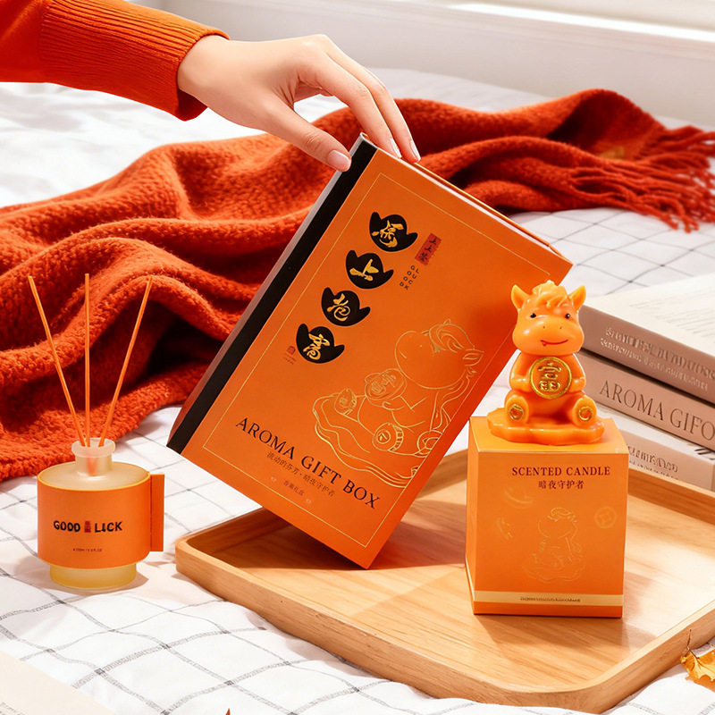 马年香薰蜡烛礼盒高级感香氛摆件马吉祥物套装创意伴手礼新年礼物