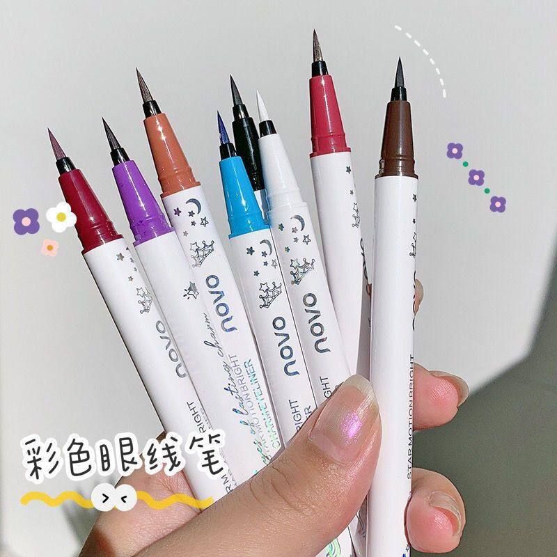 novo彩色眼线笔胶笔女白色蓝色极细不晕染防水防汗持久新手初学者