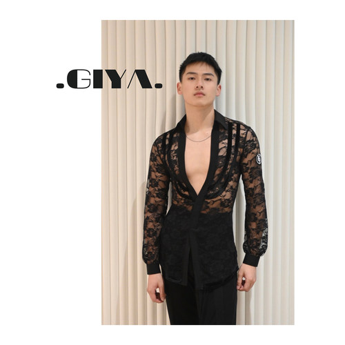 GIYA「蕾·C」男士两款蕾丝印花长袖上衣 练功服表演服可定制