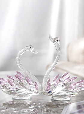 柏梵现代轻奢水晶天鹅摆件简约电视柜酒柜家居装饰新婚乔迁礼礼物
