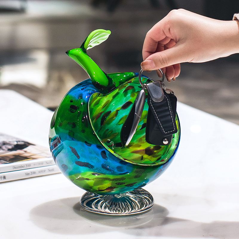 柏梵轻奢琉璃苹果钥匙收纳摆件