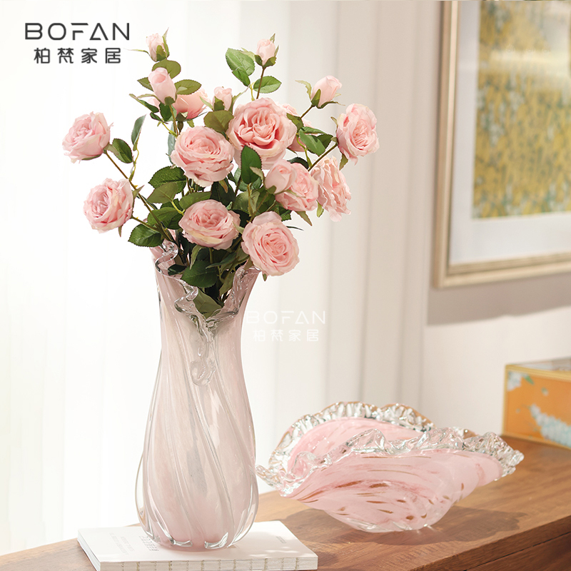 柏梵现代轻奢玻璃浪花花瓶