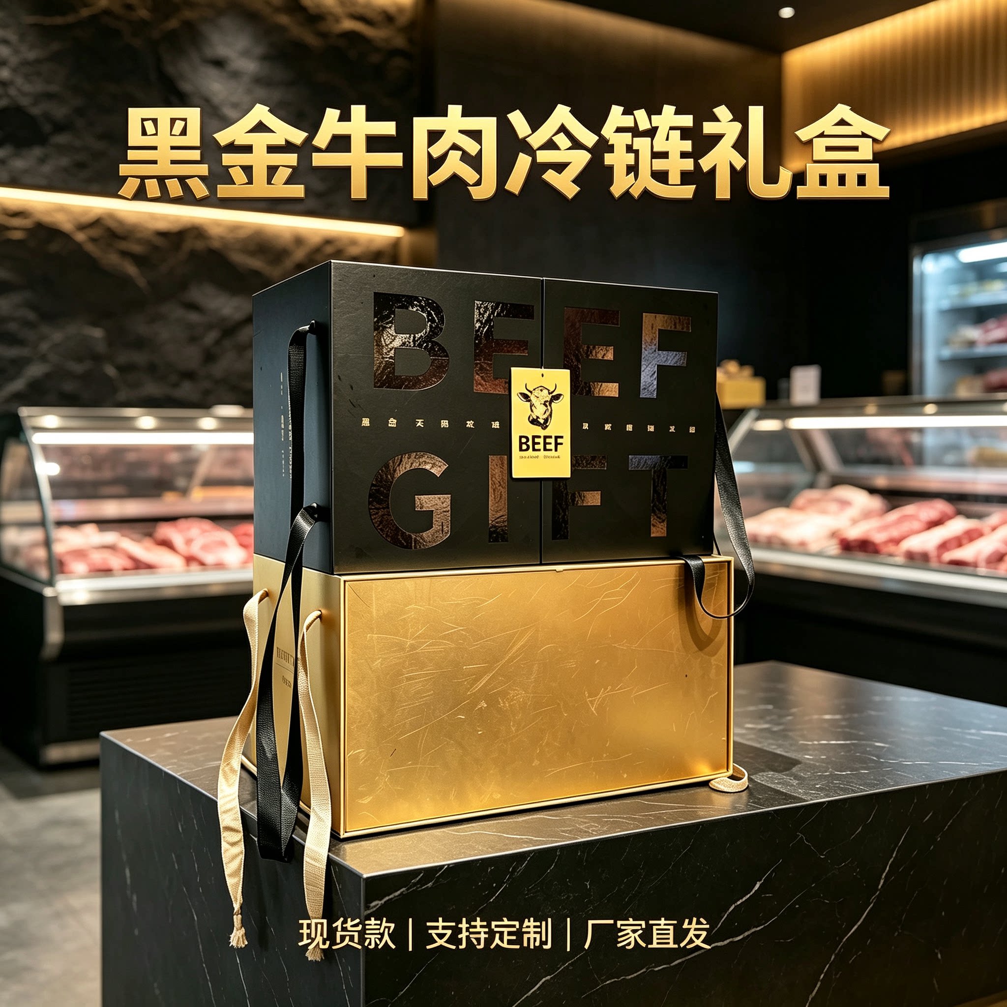 澳洲和牛现货礼盒牛排牛肉上脑西冷眼肉商务礼盒生鲜海鲜礼盒设计