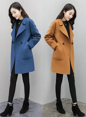 仿毛呢子外套大衣女薄款2022autumn winter women casual jackets