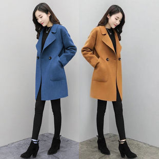 仿毛呢子外套大衣女薄款2022autumn winter women casual jackets