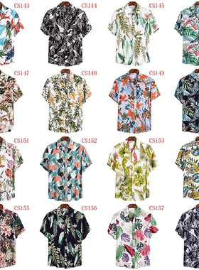Short-sleeved printed shirts for men's wear in large sizes男