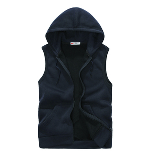 情侣马甲开衫韩版运动休闲简约连帽潮男无袖背心 men hooded vest