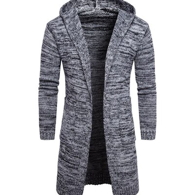 new men hooded cardigan Male sweater knit свитер针织衫