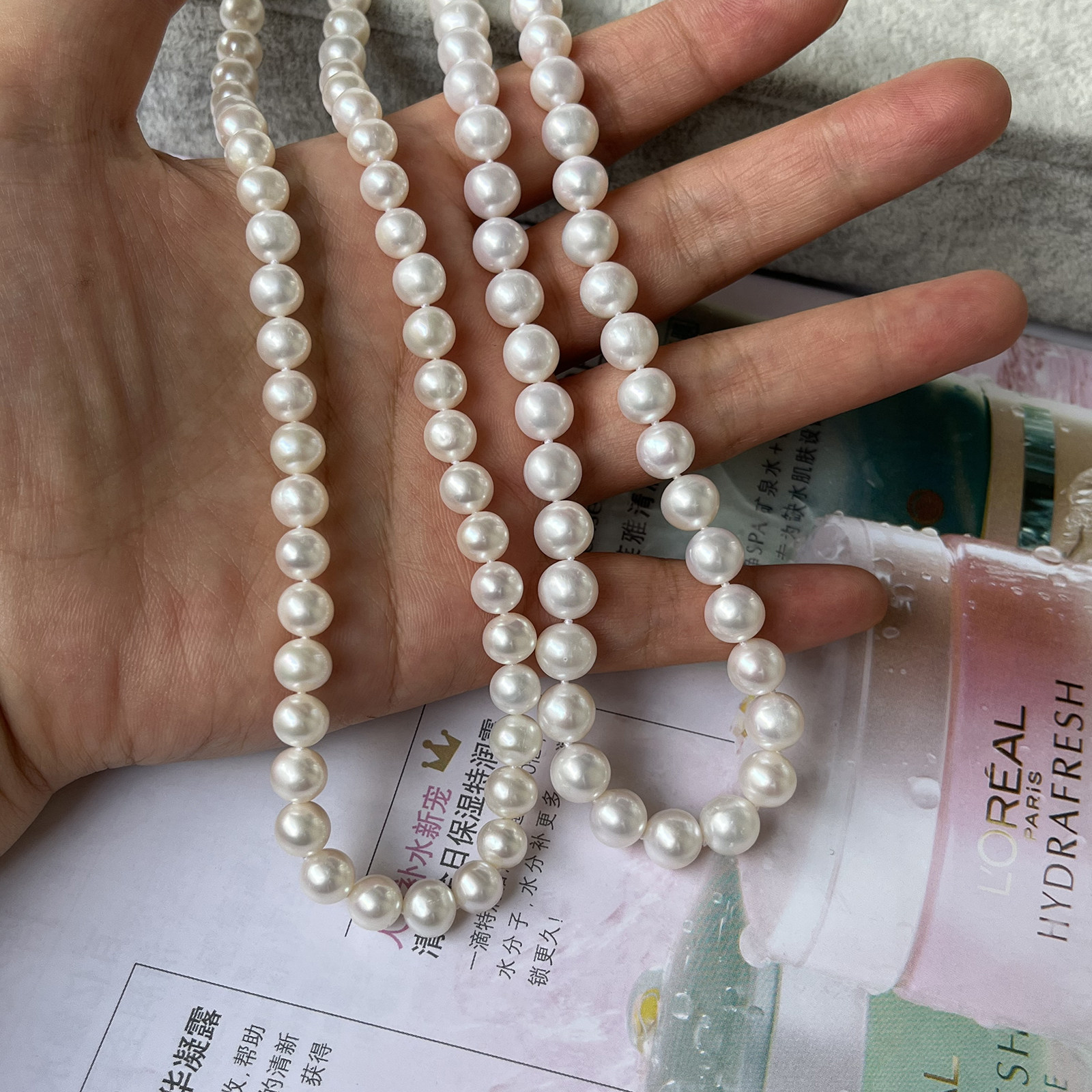 7-8mm/8-9mm近圆形天然淡水珍珠项链
