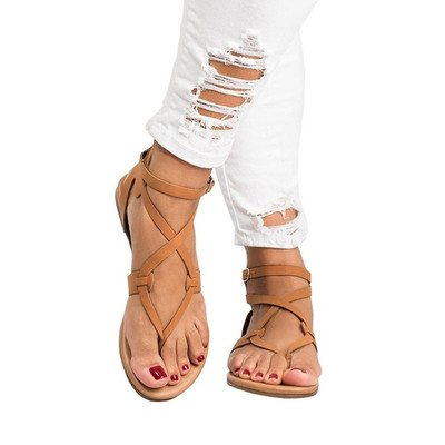 women flat sandals shoes big size 43大码平底罗马外贸凉鞋女鞋