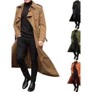 Add a long trench coat and a loose coat 加长款风衣男宽松外套