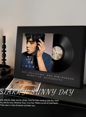 周杰伦明星CD专辑装饰画复古黑胶唱片桌面摆件画客厅餐厅海报挂画