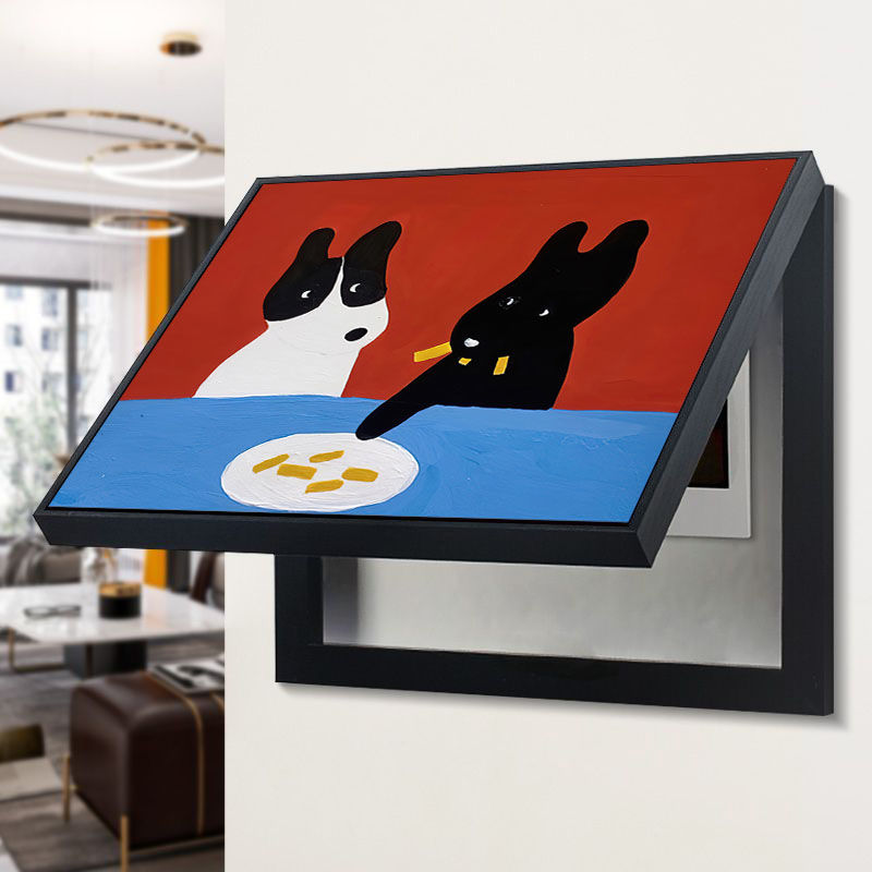 现代简约卡通动物电表箱免打孔装饰画电源开关遮盖挂画北欧配电箱图片