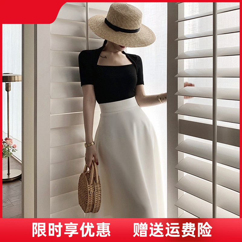 遮胯显瘦气质白色半身裙
