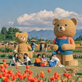 稻草工艺品草编卡通动物雕塑户外公园园林旅游景观定制装 饰摆件