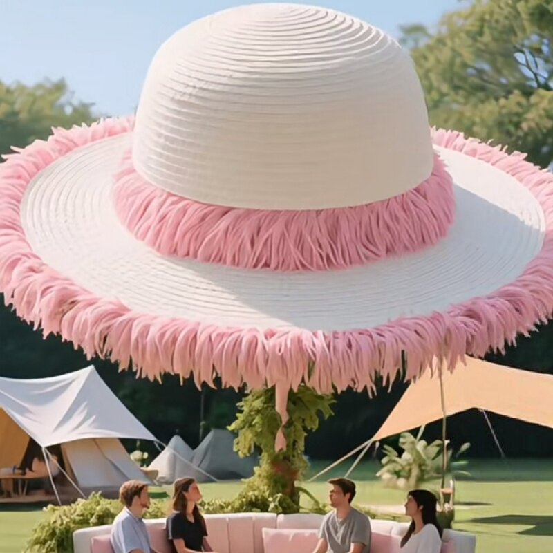 仿真绿雕大型户外园林景观雕塑绿雕大草帽凉亭景观网红打卡装置