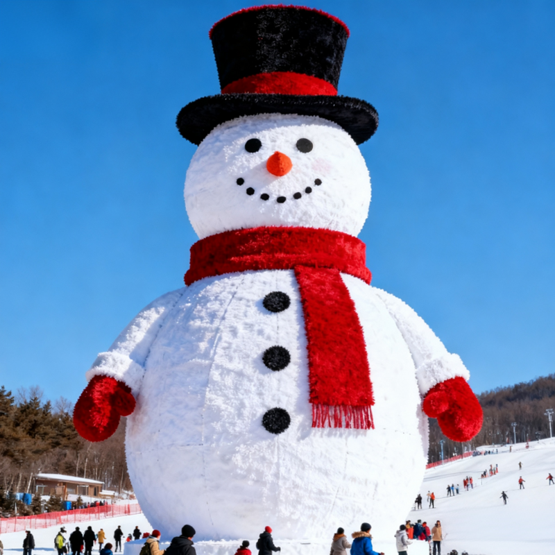 网红绿雕雪人仿真绿雕滑雪场景区摆件圣诞雪人造型景观雕塑小品