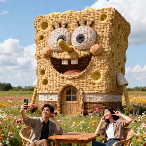 藤编卡通动物造型凉亭小屋定制户外庭院花园藤编动物造型小屋凉亭