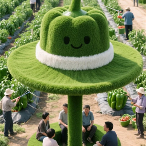 仿真绿雕工艺品定制网红打卡创意仿真水果造型绿雕草帽凉亭景观