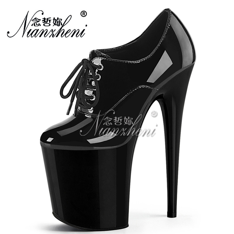20cm超高跟钢管舞单鞋夜店性感恨天高17cm模特走秀系带防水台舞台