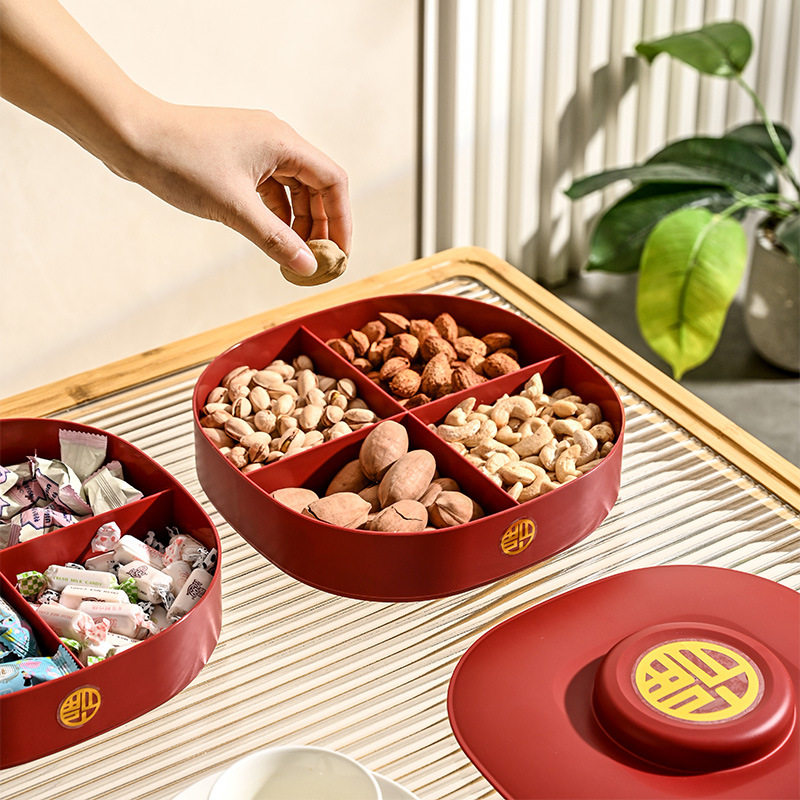 糖果盒红色喜盘家用盘子