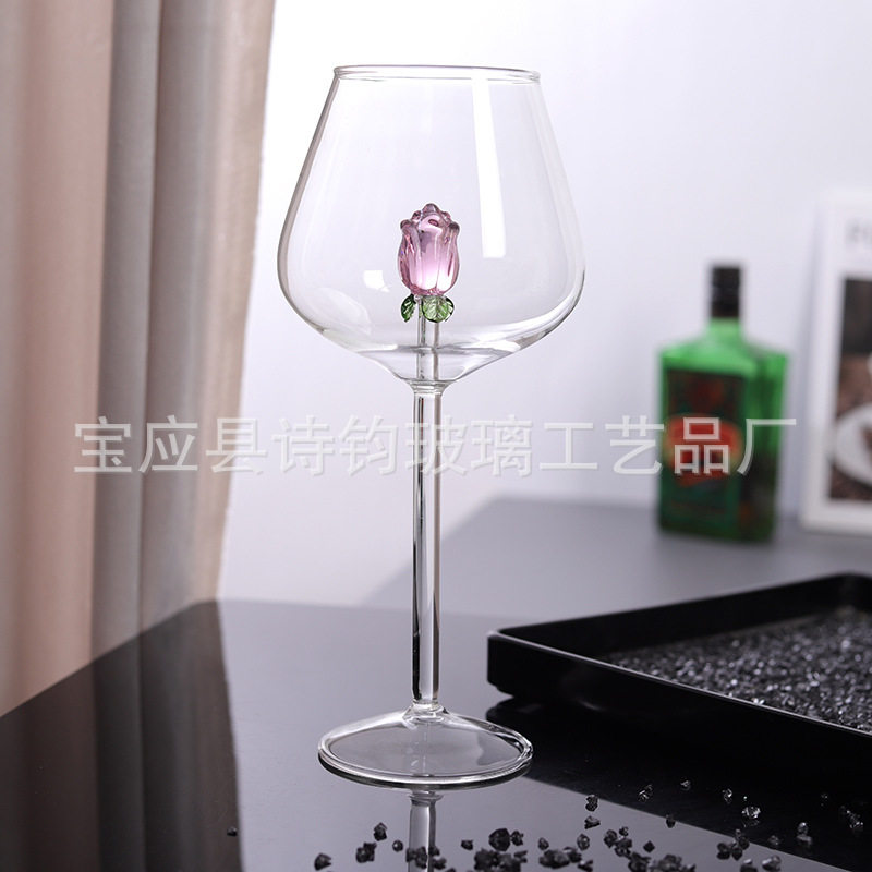 简约ins波尔多玫瑰花红酒