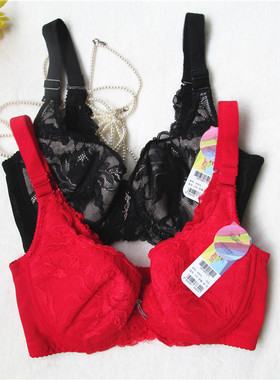 黄金身段 正品83018大红本命年 印花蕾丝C杯薄棉杯聚拢文胸内衣