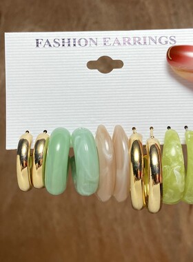 acrylic earrings retro eardrop temperament dangler set耳圈女
