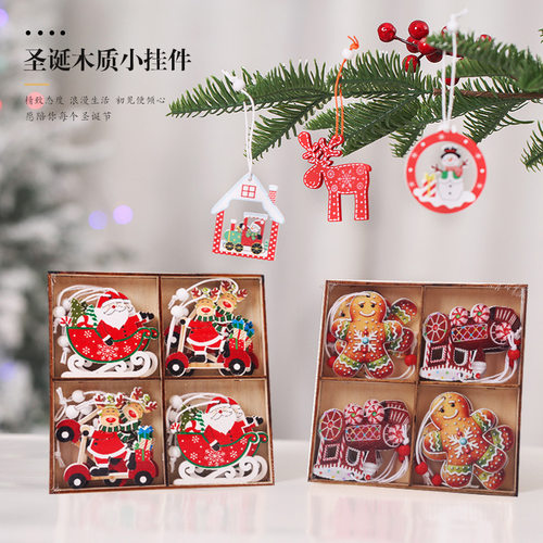 Christmas decoration cartoon square grid Santa Claus pendant