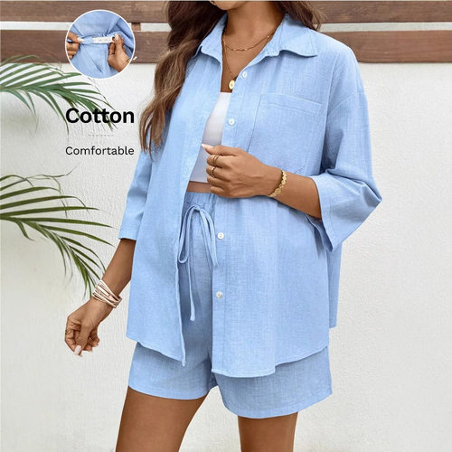 孕妇套装New maternity set fashionable shorts shirt set women