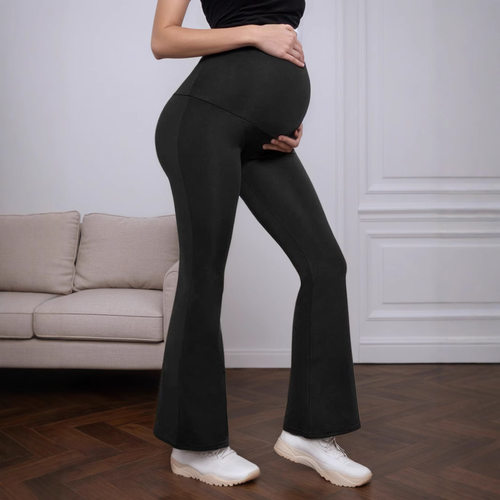 裤 Elastic casual maternity flared pants belly support pants