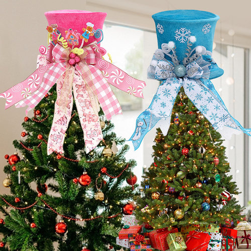Christmas Tree Top Decorative Hat Party Bow ornament圣诞树饰